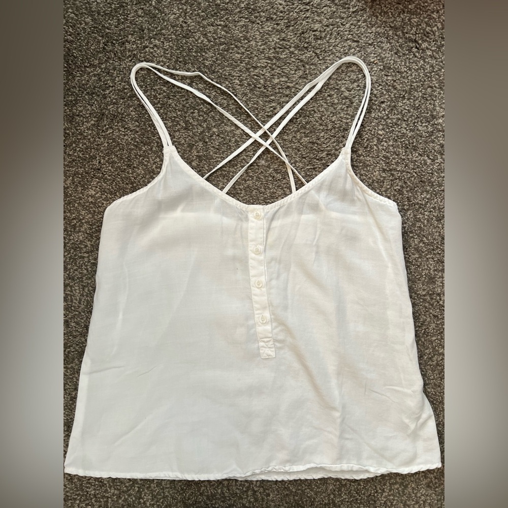Cloth & Stone White Tencel Cross-back Tank Top, Size XS